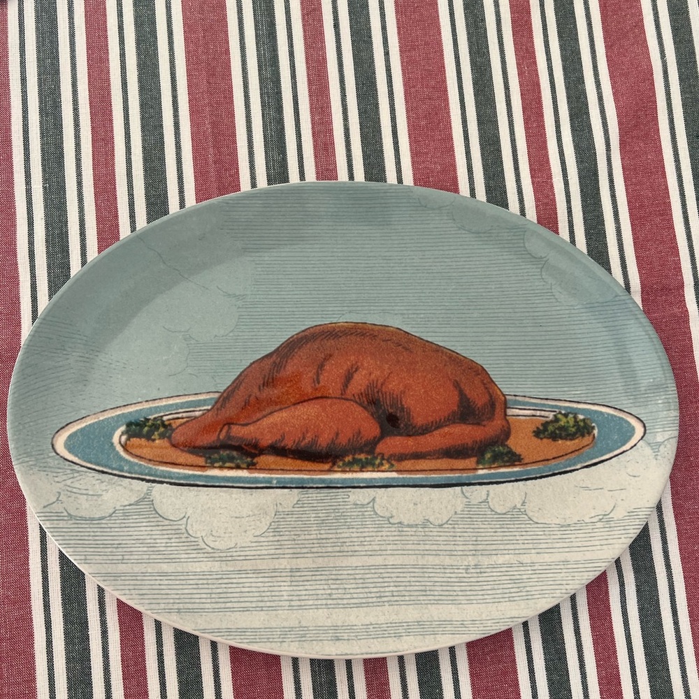 John Derian For Target 10"x15" Oval Stoneware Platter Fall Cooked Turkey NEW